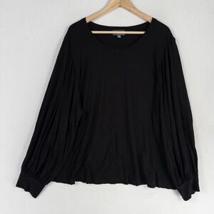 ModCloth Top Shirt Women 4X Black Stretch Knit Long Sleeve Minimalist Soft Comfy